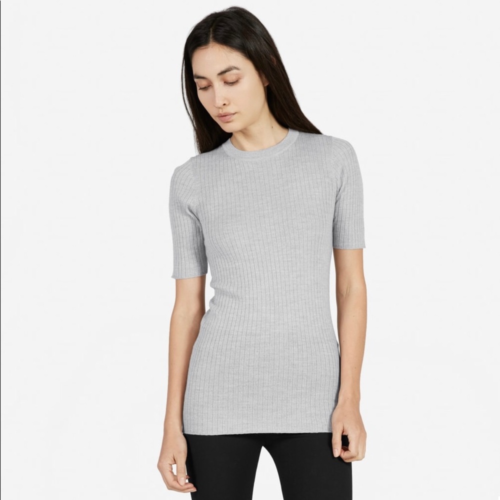 Everlane Rib Wool Mid Sleeve Sweater (USED) - Grey